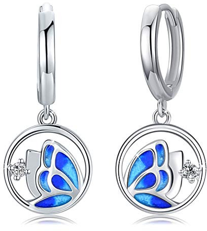 Schmetterling Ohrringe Kinder Creolen 925 Sterling Silber Mädchen Creolen Schmetterling Ohrringe Durchmesser 14 mm Klappcreolen für Damen