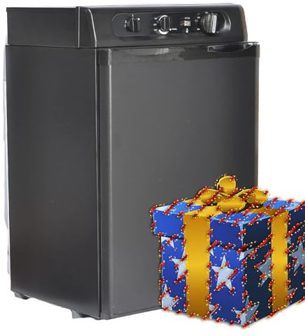 Smad 3 Way Caravan Fridge,Lpg Gas Camping Fridge for Campervan, Motorhome, RV, Camper,240V/12V/LPG Propane, 61L, 0dB Quiet, Black