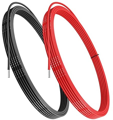 Cable eléctrico 22 AWG 0,32 mm² - Cable de silicona de calibre 22 5 metros [2,5 m negro 2,5 m rojo] Cable de cobre estañado suave y flexible de baja impedancia, resistente a altas temperaturas