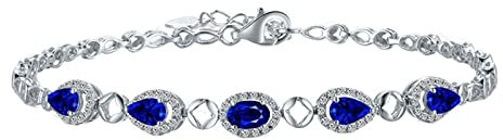 Armreif Gold 750 Damen Verstellbar, Armschmuck Hochzeit 20 cm Tennisarmband mit Diamant und Saphir 1.38ct