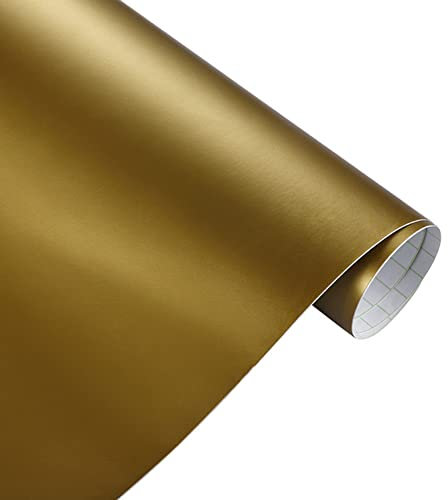 Matt Autofolie DIY, Asudaro Selbstklebend Auto Schutzfolie Aus Vinyl Vinyl-Autofolie Autoaufkleber, Blasenfrei Lackschutzfolien Lackfolie Schutzfolie für Auto und Motorrad DIY Laptops,Gold