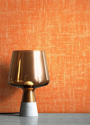 NEWROOM Tapete Orange Vliestapete Leicht Glänzend - Unitapete Uni Gold Einfarbig Leinenoptik Modern inkl. Tapezier-Ratgeber