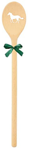 teemando® kräftiger Marken-Kochlöffel aus Holz, extra stabil mit Motiv Pferd und Schleife, Handmade aus Deutschland, Grillen, Kochen, Familie, Geschenkidee, Weihnachten