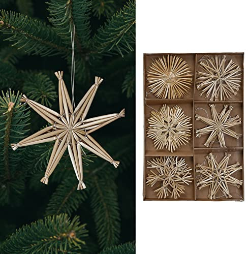 Strohsterne Strohschmuck 18er Set Sterne│ Stroh Ø10cm Aufhänger │Christbaumschmuck Weihnachtsdekoration Baumschmuck (1 x 18er Set Strohsterne)