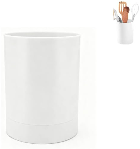 HERCHR Soporte para utensilios de cocina para encimera, soporte para utensilios de cocina, soporte para espátula, cesta para palillos, vajilla, contenedor de almacenamiento para cocina casera(Blanco)