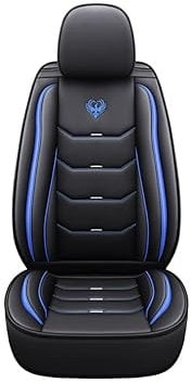 car passion 1 Universelle Sportlich Schonbezug Auto in Kunstleder, Sitzbezug Auto Vordersitze mit Kopfstützen, Sitzauflage für Pkw Kompatibel mit Seitairbags, Dynamischer Look (1 Blauer Sitzbezug)