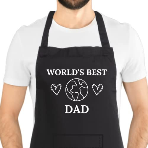 Second Ave Men's World's Best Dad Black Apron BBQ Grill Cooking Kitchen Apron