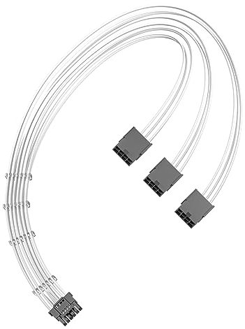 Antec PSU Cables, 16pin(12+4) to 3x8Pin PSU Extension Cable Kit for RTX 4090 4080 4070Ti 3090Ti, Cable Extension PC, Power Supply Cable, PSU Cable Extension with Combs（White）