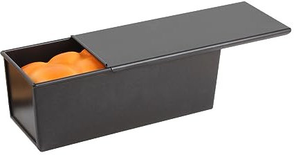 KVMORZE Pullman Moule à pain avec couvercle, moule à pain antiadhésif, moule à pain Pullman commercial, capacité de pâte de 1 kg, moule à pain en acier au carbone pour la cuisson du pain, noir