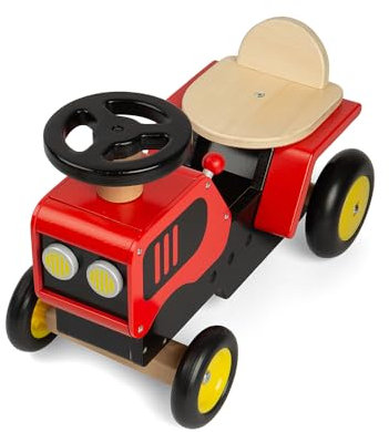 Bigjigs Toys Ride On Tractor - Wooden Tractors, Driving Vehicles For Children, Improves Kids' Motor Skills, Toddler Gifts, Age 18+ Months Old