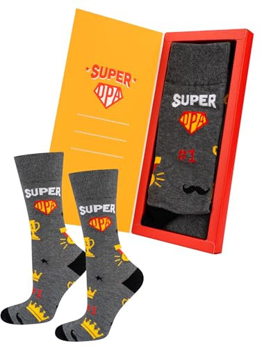 soxo Opa Socken Herren Geschenke Für Männer Lustige Geschenk Socks Men Baumwolle 40-45 Super Opa 1 Paar