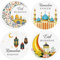 COLOFALLA 120 Stücke 4cm Ramadan Sticker Ramadan Aufkleber Ramadan Geschenke Etiketten Eid Mubarak Sticker Weiß Eid Mubarak Aufkleber Islamische Muslim Party Deko(C)
