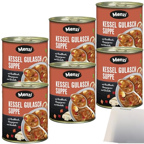 Menzi Kessel Gulaschsuppe mit Rindfleisch 6er Pack (6x800ml Dose) + usy Block