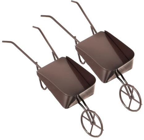 ETHZZLE Mini-schubkarre Metall Puppenhaus Requisite Winzige Vintage-karre Miniaturkarre Für Sammler Schubkarren-set 2 Stück