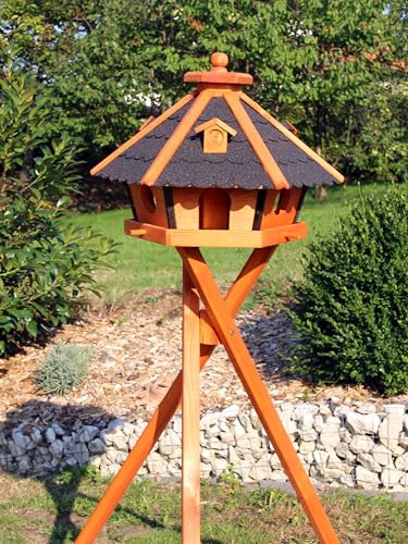 Vogelhaus, Vogelhäuser mit und ohne Ständer behandelt Typ 23 (XL schwarz, mit Ständer)