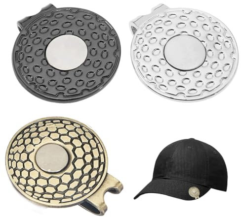 MQLSAERI 3 Stück Magnetischer Golfball-Markierer, Clip, Golf-Hut-Clip, Golf-Trainingshilfen, Zinklegierung, Zubehör, Silber, Bronze, Schwarz