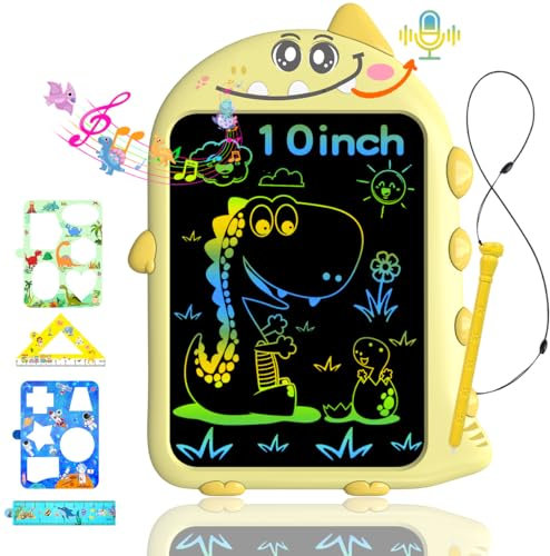 10-Zoll LCD Schreibtafel,Buntes LCD Schreibtafel Spielzeug ab 3 4 5 6 7 Jahre alt Junge Mädchen, Dinosaurier Spielzeug & Geburtstagsgeschenk für Kinder