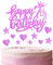 11pcs Happy 7th Birthday Cake Toppers - Hot Pink Glitter Heart Stars Cake Toppers for Girls' 7th Birthday Cake Decorations