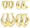 KRFY Gold Ohrringe Creolen für Damen 14 Karat vergoldete Chunky Gold Ohrringe Set Hypoallergen Leichte Huggie Creolen Set