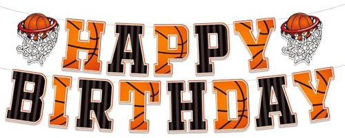 GOTPASS Basketball Happy Birthday Banner Basketball Thema Geburtstag Party Dekoration Kinder Jugendliche Jungen Männer Geburtstag Party Wimpelkette Schild