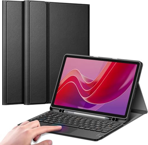 FINTIE Clavier pour Lenovo Tab M11 2024 11 Pouces (TB330), [Pavé Tactile & AZERTY Français] Clavier Bluetooth sans Fil Rechargeable, Housse avec Fonction de Ranger Le Stylet, Noir