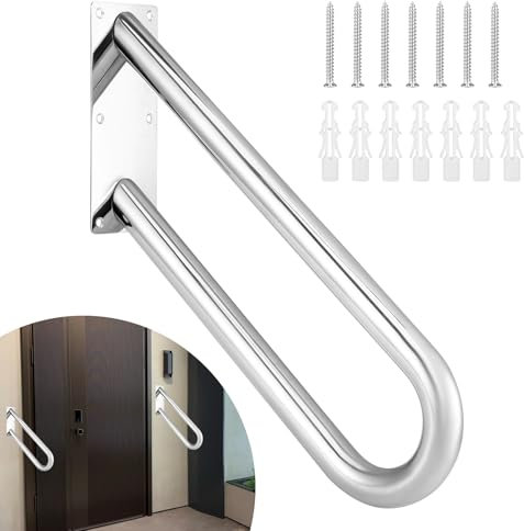 Aofesel 50 cm Handlauf für Außentreppe, Treppengeländer für 1 bis 2 Stufen, Treppengeländer aus Edelstahl, U-Form, für Garten, Garage, Veranda, Innen- und Außenbereich (Rohr 3,2 cm)