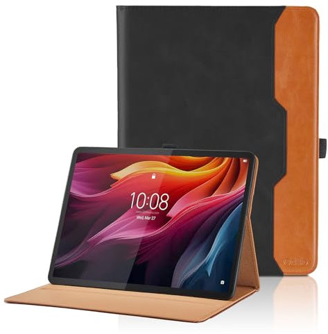 Coque Compatible avec Lenovo Tab K11 Plus/Lenovo Tab M11 Plus 11.45 Pouces Étui Cover en PU Tablette avec Poche et Porte-Stylo, Multi-Angle Flip Portefeuille Housse avec Fonction Support (Noir)