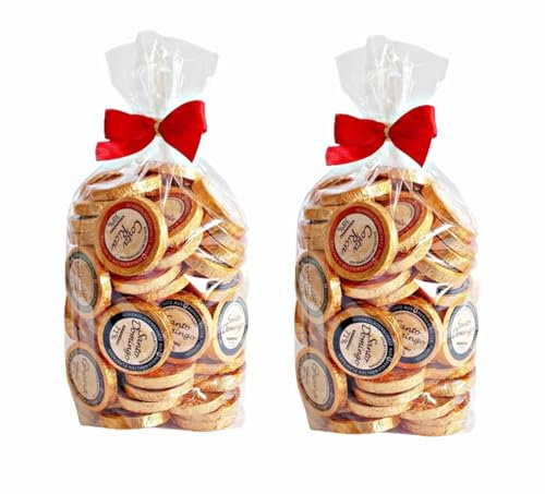 2 x 50 DreiMeister Edelschokoladen 6 Sorten Golddublonen Herkunftsschokolade im Cellobeutel rote Schleife