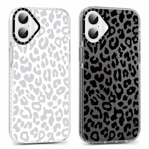 Yoedge 2 Pack Transparent Leopard Phone Case for iPhone 16 Plus 6.7, Ultrathin Soft TPU Silicone with Aesthetics Cheetah Pattern,Shockproof Bumper Protector Matte Clear Cover, for iPhone 16 Plus
