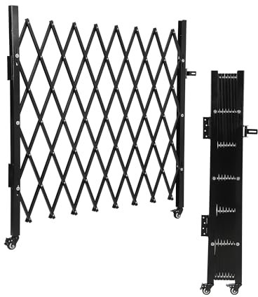 Einzelnes faltbares Sicherheitstor, 127 cm H x 170,2 cm B, Aluminium, erweiterbarer Zaun, tragbare Sicherheitsbarriere mit Rollen, einziehbare Einfahrtstore, 360° rollbares Barrikadentor, Mobile
