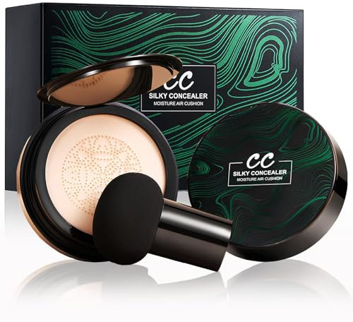 Mushroom Head Air Cushion CC Cream,2024 Neuestes cushion foundation cc cream,Make up Concealer für Gesicht und Hals,wasserfestes make up,Full Coverage Make-Up,Kosmetik für Frauen(Natürlich, 20g)