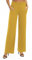 EXCHIC Damen Leichtgewicht Elastisch Hohe Taille Hose Casual Weite Bein Dehnbar Lounge Hosen mit Taschen (L, Senfgelb)