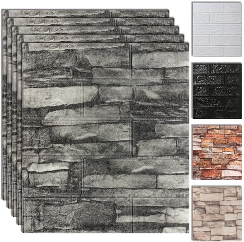 Lot de 20 panneaux muraux 3D en mousse à décoller et à coller, papier peint autocollant décoratif 3D, revêtement mural imitation pierre pour salon, cuisine, salle de bain