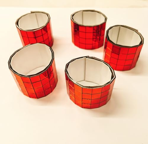 Rote selbstklebende Spiegel-Mosaikfliesen, 10 x 10 mm, Echtglas-Spiegelrolle, dekorativer Spiegelaufkleber, DIY-Zubehör, Spiegel, Mosaikfliesen, 600 Stück