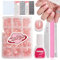 French Tips False Nails Kit, 240Pcs Press On Nails with Stickers, False Nails With Glue Acrylic Fake Nails 12 Sizes Stick On Nails White Tip Gift for Girls Women(Short Square)