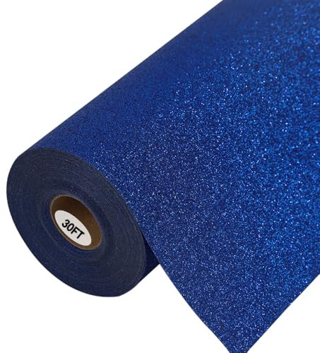 guangyintong Glitter Blue Heat Transfer Vinyl HTV Rolls, 12 x 30ft Iron on Vinyl for T-Shirts Glitter Blue HTV Vinyl for All Cutter Machines Easy to Cut & Weed for Heat Vinyl Design