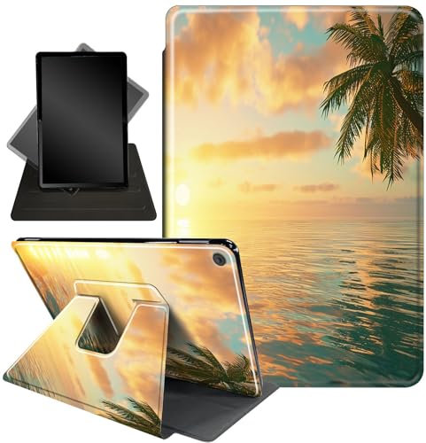 for Kindle Fire 7 case 2019 2017 Release 9th 7th Generation,360 Degree Rotating Stand Smart Protective Cover Case for Amazon fire 7 Tablet 9th/7th Generation,Coast Sea Palm Trees