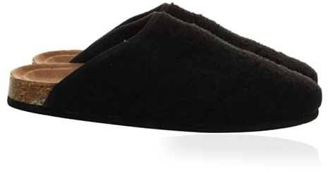 A2Z Mens Curly Fleece Mule Slippers Warm Lined Slip-On House Shoes with Memory Foam Supportive Cork Effect Footbed Indoor Comfy Winter Slider For Men Sizes UK 6 to 11