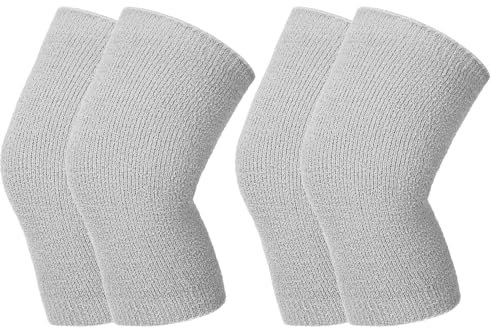 Geyoga Winter Kniewärmer Dehnbarer Strick Knieschoner Thermische Knieschützer Beinwärme mit Stützband Rutschfeste Beinlinge Gelenkwärme für Damen Herren Arthritis Kalte Knieprobleme(Grau,2 Paare)