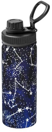 Botella de agua de acero inoxidable que brilla en la oscuridad, botella de agua para exteriores, doble pared aislada