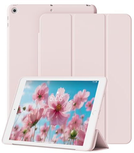 ZOYU Hülle für iPad 10.2 2021/2020/2019, Intelligente leichte dreifach Faltbare Standabdeckung, Auto Sleep/Wake Weiche TPU-Hülle für iPad 10,2 Zoll 9./8./7. Generation – Rosa