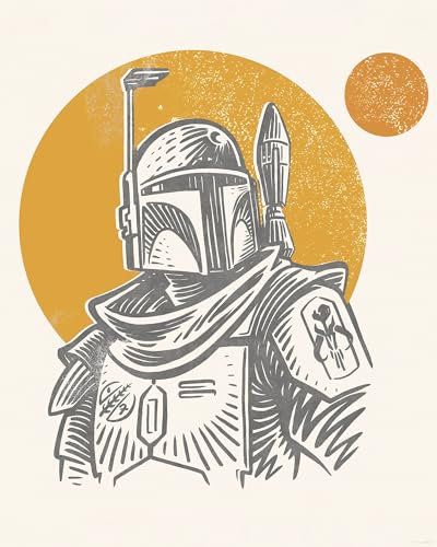 Komar Wandbild- Star Wars Boba Fett Illustration Iconic - Größe 40 x 50 cm - Poster, Kinderzimmer, Dekoration - gerollt ohne Rahmen