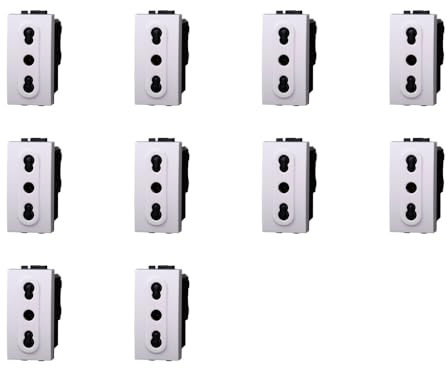 IXTRIMA Presa Bipasso 2P+T 10/16A 250V, Compatibile con Bticino Living Light, Set da 10 Pezzi, Bianco