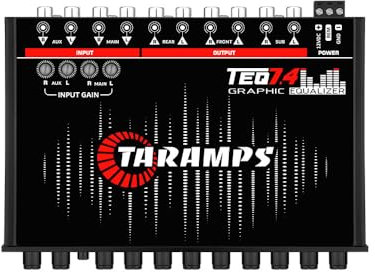 TARAMPS TEQ 7.4 Pro Car Audio Systems 7 Band Graphic Equalizer EQ Blue Lighting Advance Capability Input Channel Adjustment Main Volume Control Adjustable Subwoofer Volume with LPF