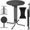 XIELOUS Stehtisch - 80 cm Klappbarer Runder Holzerner Stehtisch Mit Abdeckung, Wetterfest Für Gärten, Bistro, Hochzeiten Und Outdoor - Anlässe (schwarz)