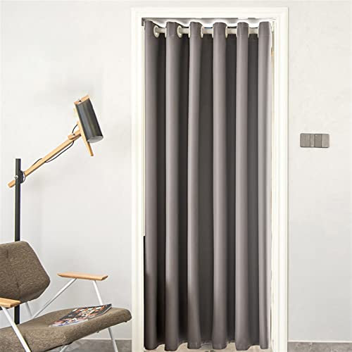 Rideau Occultant Rideau Thermique Isolante Anti Froid Rideaux à Oeillets Anti Bruit Rideau de Porte Interieur pour Salon Cuisine Chambre Gris, 150 x 180 cm
