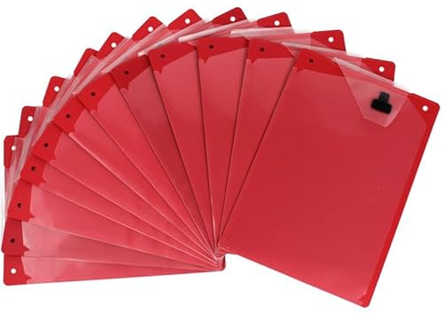 Werkstattmappe A4 rot PP‑Vollkunststoff mit A4‑ und Schlüssel‑Tasche 12Stk | Unzerbrechlicher PP‑Vollkunststoff, A4‑Fronttasche, Schlüssel‑Rücktasche und Klettverschluss