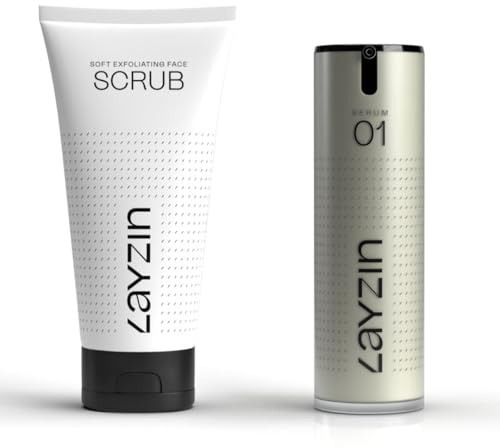 LAYZIN Skin Revital Vorteil-Set mit Sanftem Gesichtspeeling und Hyaluron-Sérum 01 – Feuchtigkeit, Elastizität und frische, strahlende Haut für trockene und matte Haut – 2 Produkte – Unisex
