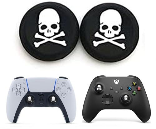 Lot de 2 capuchons analogiques en caoutchouc de silicone pour manettes PS5, PS4, Xbox Series S, X et Xbox One Blanc