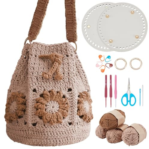 FREEBLOSS Häkel Beuteltasche Häkelset Für Anfänger Und Erwachsene Mit Schritt Für Schritt Video Tutorials Strickhandtaschen Set